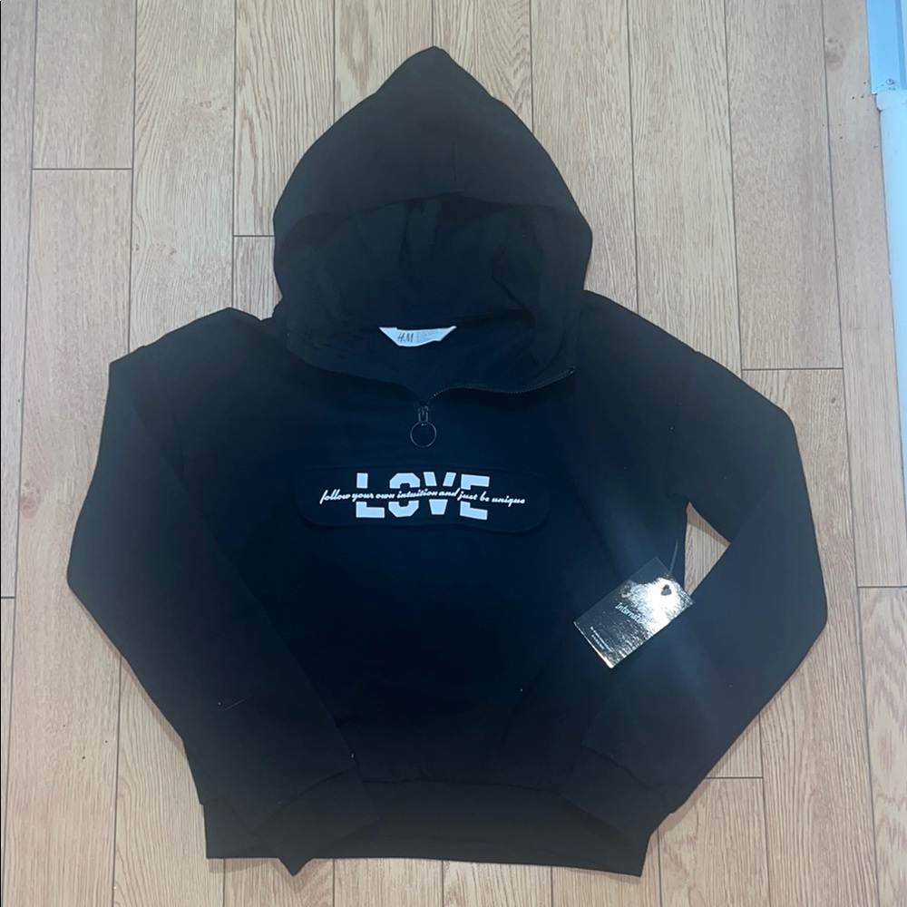 H&M Black Kids Hoodie with Love Print